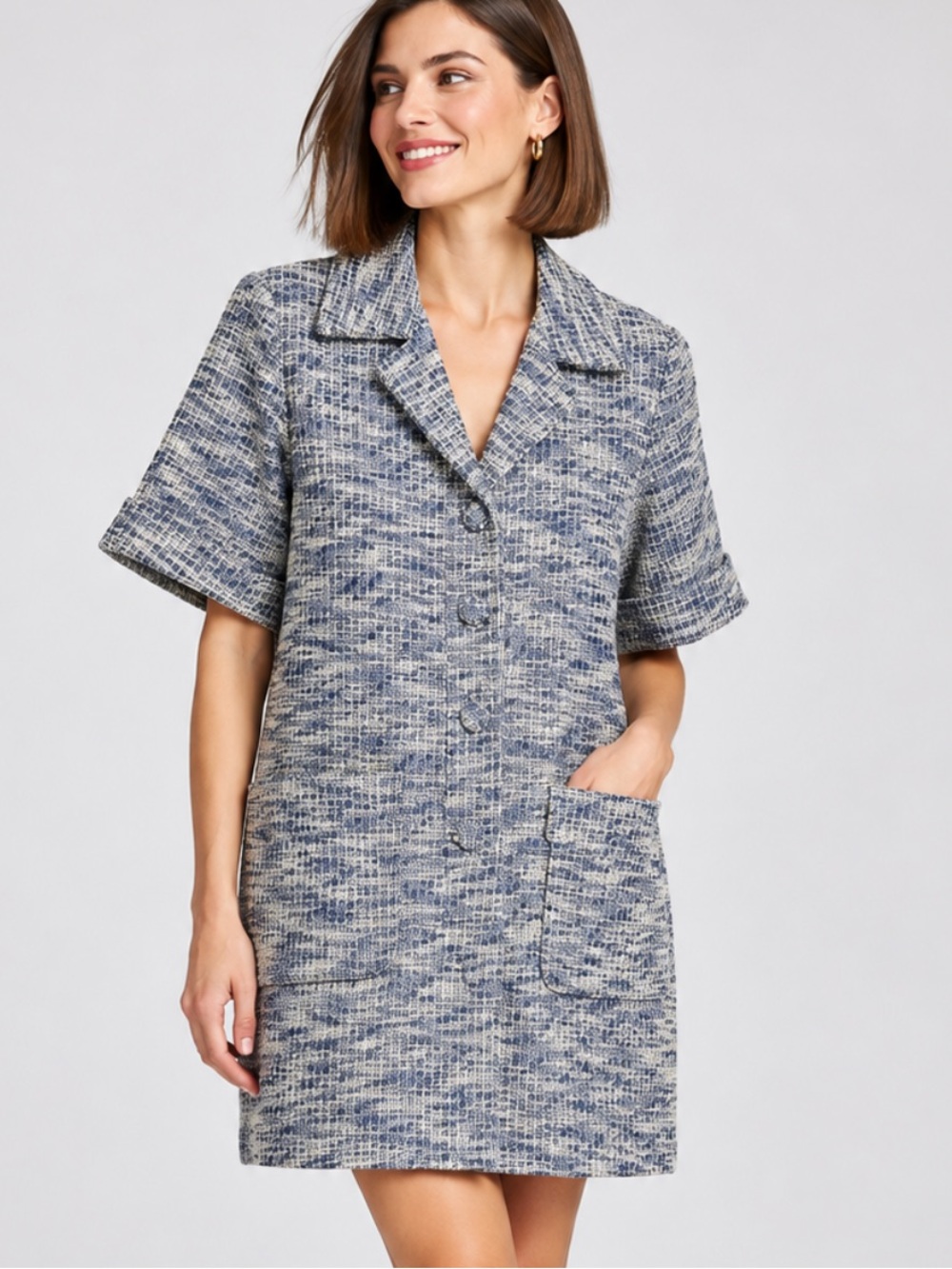 Pomander Place Heathered Purple Blue Tweed Claire Dress